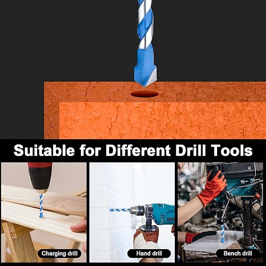 Concrete Drill Bit Set 5 Pcs, Masonry Drill Bit Set 3/8", Shockproof Hex Shank Drill Bit Set, Industrial Carbide Drill Bits for Class/Brick/Plastic/Cement/Tile