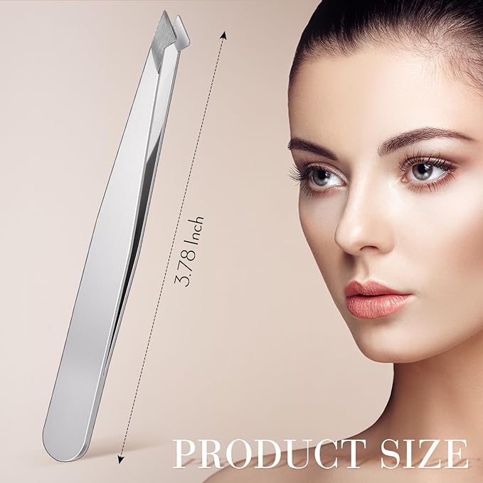 Honoson 3 Pieces Eyebrow Tweezers Stainless Steel Pointed Tip Pointed Hair Removal Tweezers Precision Splinter Plucking and Ingrown Hair Removal (Sliver)