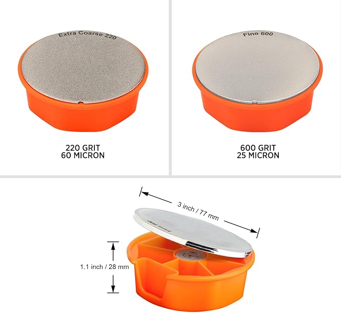 SHARPAL 216N Dual-Grit Diamond Sharpening Stone ??Extra Coarse 220 / Fine 600 Grit Knife & Garden Tool Sharpener for Lawn Mower Blades, Axes, Hatchets, Machetes, Hedge Shears, Chisels & More