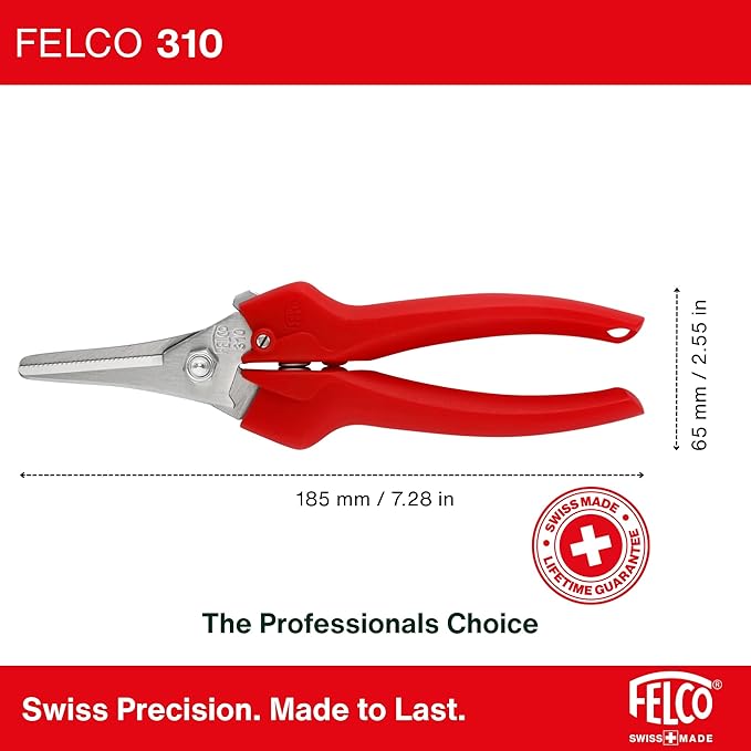 Felco F310 Pruning Snips ??7.3" Lightweight Garden Clippers for Fine Trimming & Harvesting | Pruning Shears for Gardening | Garden Snips and Pruners with Forged Aluminum Handles, Precision Tip