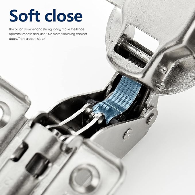 Ravinte 30 Pack 15 Pairs European Kitchen Cabinet Hinges Soft Close Insert Door Heavy-Duty Frameless Adjustable Concealed Cabinet Cup Hinges