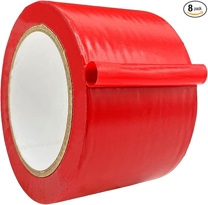WOD Red Vinyl Floor Tape, 3 inch x 36 yds. (Pack of 8) Ideal for Floor Marking Gym, Court, or any Other Hard Smooth Tape