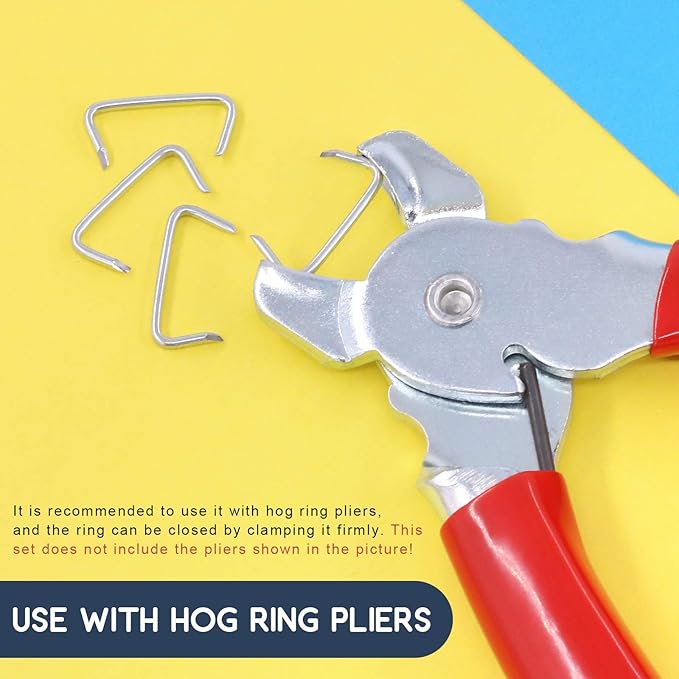 Hilitchi Galvanized Steel Hog Rings for Bungee Shock Cords Animal Pet Cages Bagging Traps Sausage Casing Meat Bags Fencing Railing and More(3/4-1000PCS)