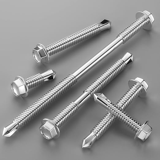 (350Pcs) #8×5/8" Hex Washer Head Self Drilling Screws, 410 Stainless Steel Metal SheetScrews，TEK Screws, Sheet Metal Self Tapping Screws