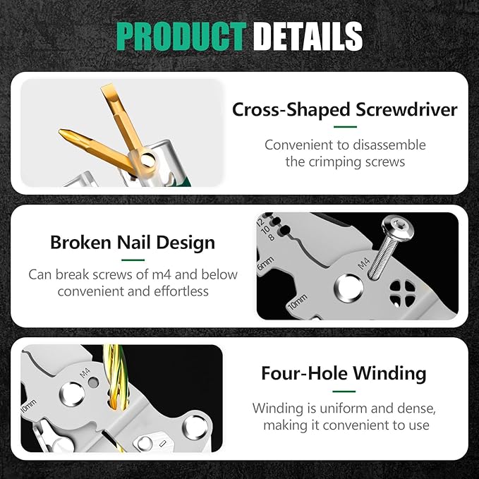 18 In 1 Foldable 竊톓re Stripper, 2025 New Wire Strippers with Voltage Detector, Multifunctional Wire Stripping Pliers for Cutting And Pulling Wires Cable, Cable Cutters with Plier, Crimper (2PCS)