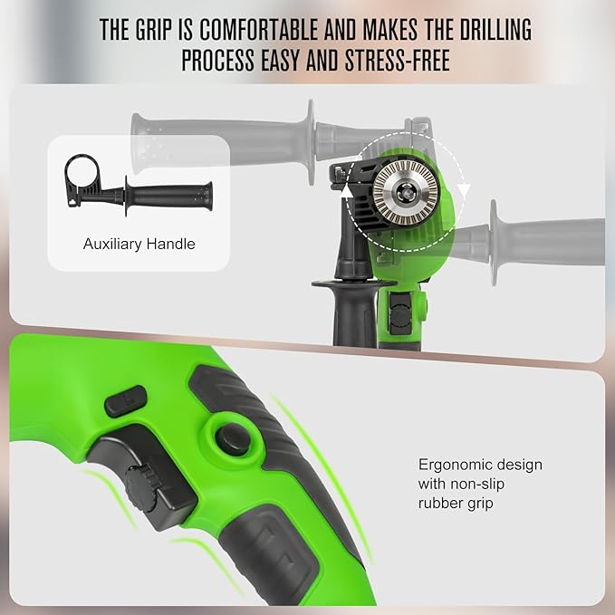 GALAX PRO 7Amp 850W 2-in-1 Hammer Drill, 0-3000 RPM, 13 mm Metal Chuck, 360째 Adjustable Auxiliary Handle, Comes with 13 Accessories, Suitable for Concrete, Metal, and Wood
