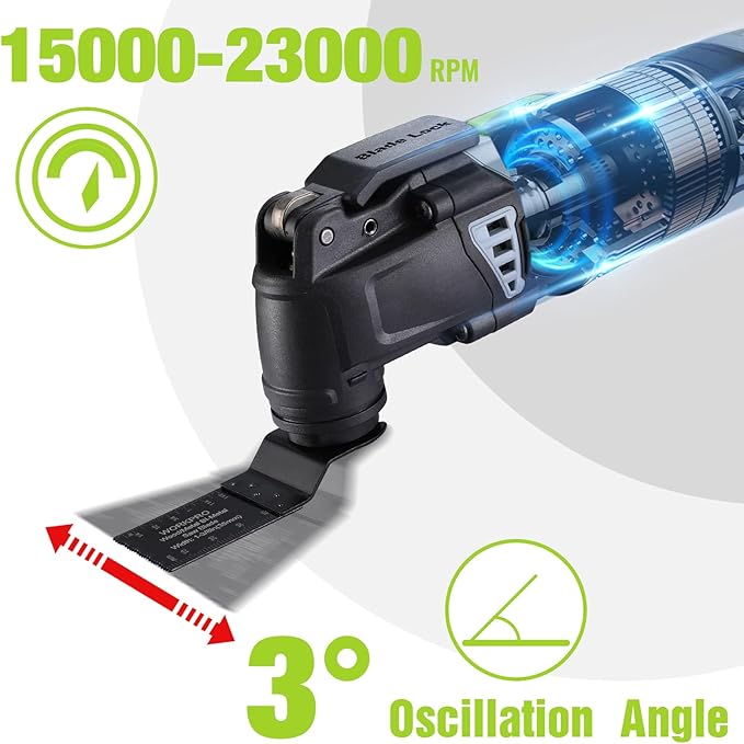 WORKPRO Oscillating Multi-Tool Kit for Christmas, 3.0 Amp Corded Quick-Lock Replaceable Oscillating Saw with 7 Variable Speed, 3째 Oscillation Angle, 17pcs Saw Accessories, and Carrying Bag