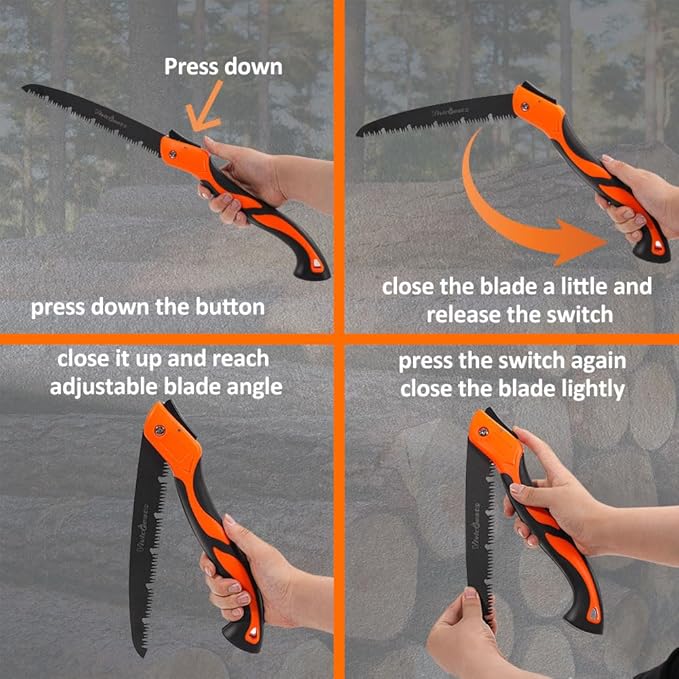 Vivicreate Folding Hand Pruning Camping Saw Survival Bushcraft Saw Tree Pruning Cutting Hand Limb Yard Work Folding Saw serrucho plegable sierra de poda herramientas de jardiner챠a (12 Inch)