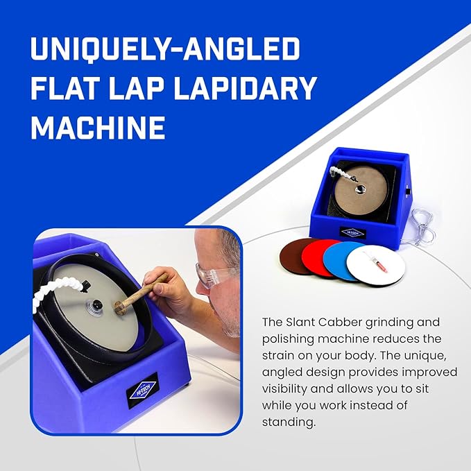 Hi-Tech Diamond 8" Slant Cabber Cabbing Machine Lapidary Equipment – Stone Polisher, Rock Grinder, Shaper with Variable Speed Motor, Includes Polishing Accessory Kit for Stones, Rocks, and Minerals