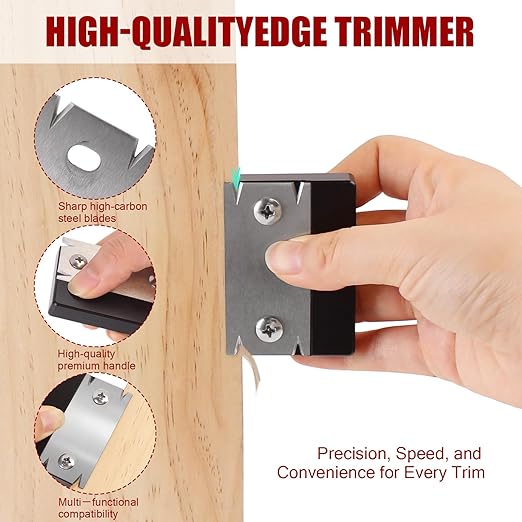 2 Pack Woodworking Edge Trimmer, Hand Planer Edge Bander for Burrs,Edge Corner Planer,Wood Chamfering Fillet Scraper,Edge Banding Cutter for PVC ABS Melamine Veneer,Deburring Tool,MG-022D