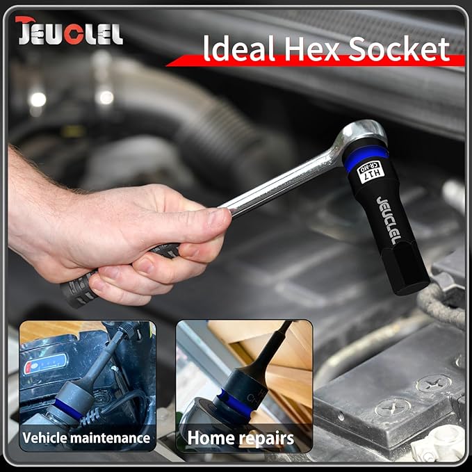 17mm Hex Impact Bit Socket, H17 1/2-Inch Impact Drive Allen Socket, Cr-Mo Steel Lengthen Hex Screwdriver Adapter for Electric Ratchet Wrenches Fastening Screws