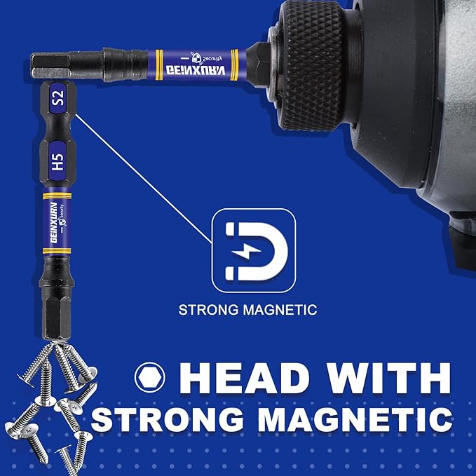 22Pieces 2 In. Multi Hex Head Impact Tough Magnetic Allen Wrench Drill Bits Set, Metric&SAE Power Bits Set, S2 Steel Hex Screwdriver Bit set with 3?쒫it Holder