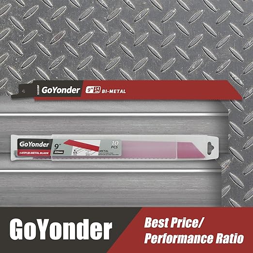 GoYonder Reciprocating Saw Blades 9 Inch 14TPI Saw Blades for Metal Pipe, Sheet Metal, Rebar, Bi-Metal Saw Blades Wear Resistance Sharp for Metal Cutting with Organizer Case (10-Pack)
