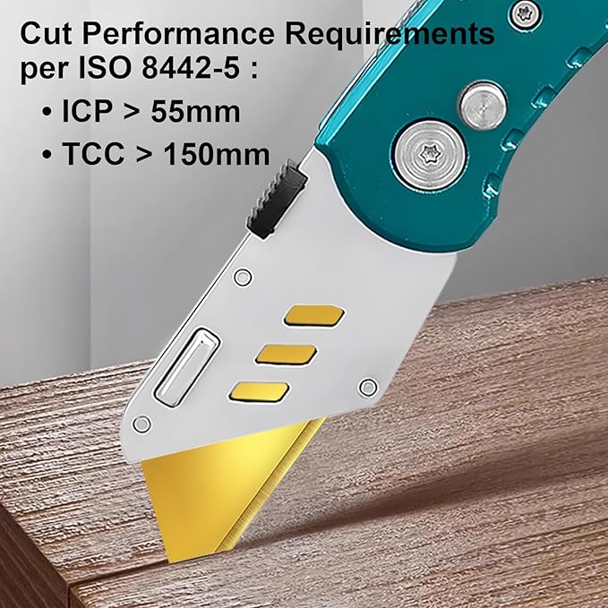 Vickay 60 Pack Utility Knife Blades, Box Cutter Blades, SK2 Razor Blades, Titanium Fully Coating, Refilled Blades for Box Cutter Utility Knife, Replacement Blades with plastic dispenser box