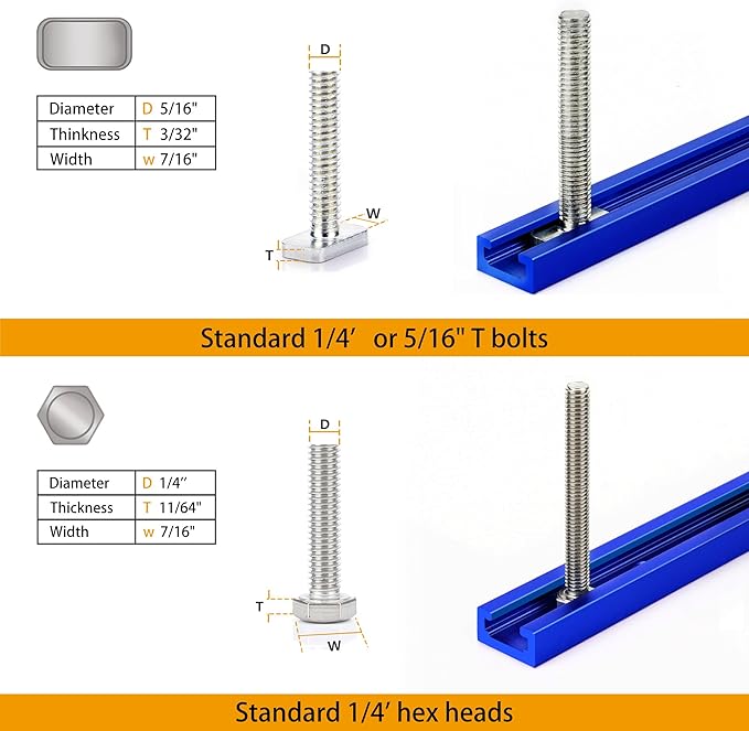 2 Pack 36" T Track for Woodworking, Aluminum Alloy Woodworking Tools Kit Double Cut Profile Universal T-Tracks with Predrilled Mounting Holes,Anodized Blue