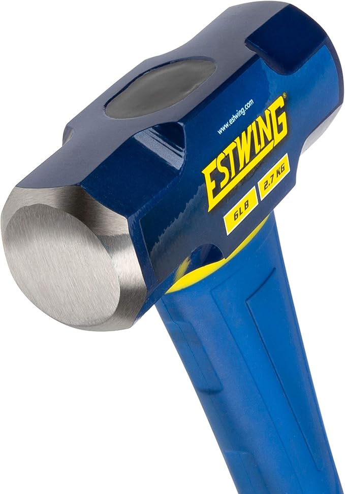 Estwing 6-Pound Hard Face Sledge Hammer for Demolition/Stake Driving, 50-55 HRC, 36-Inch Fiberglass Handle, Overstrike Protection, Textured Grip