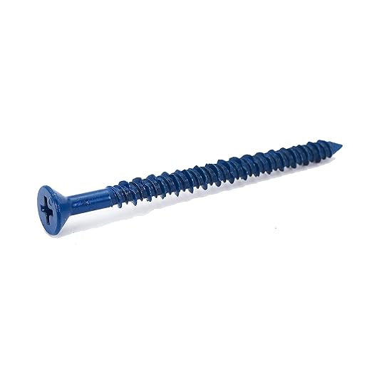 CONFAST 3/16" x 2-3/4" Blue Flat Phillips Concrete Screw Anchor with Drill Bit for Anchoring to Masonry, Block or Brick (100 per Box)
