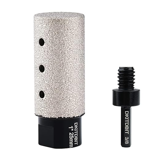 Diamond Coated Finger Bit, 1" Tile Milling Bit to Enlarge Polish Shape Holes on Porcelain Ceramic Marble Granite Tile Countertop, with 5/8-11 Thread to 3/8" Hex Shank Adapter, Diameter 25mm