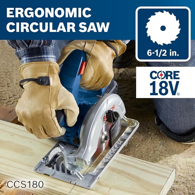 BOSCH GXL18V-601B25 18V 6-Tool Combo Kit with 2-In-1 Bit/Socket Impact Driver, Hammer Drill/Driver, Reciprocating Saw, Circular Saw, Angle Grinder, Floodlight and (2) CORE18V 4 Ah Compact Batteries