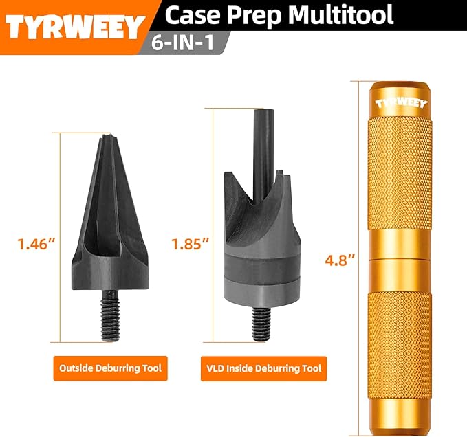 Case Prep Multitool, Case Chamfer Deburring Tools for Reloading, Primer Pocket Reamers and Cleaners for Removing Crimps (Orange)