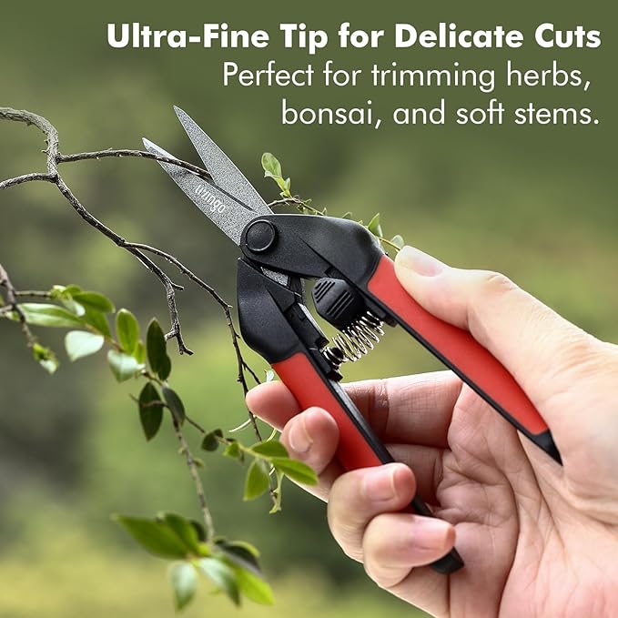 LIVINGO Sharp Garden Pruning Shears - 2 Pack 6.5??Spring Loaded Handles, Non-Stick Teflon Coated Stainless Steel Blades Scissors for Trimming Plant, Flower