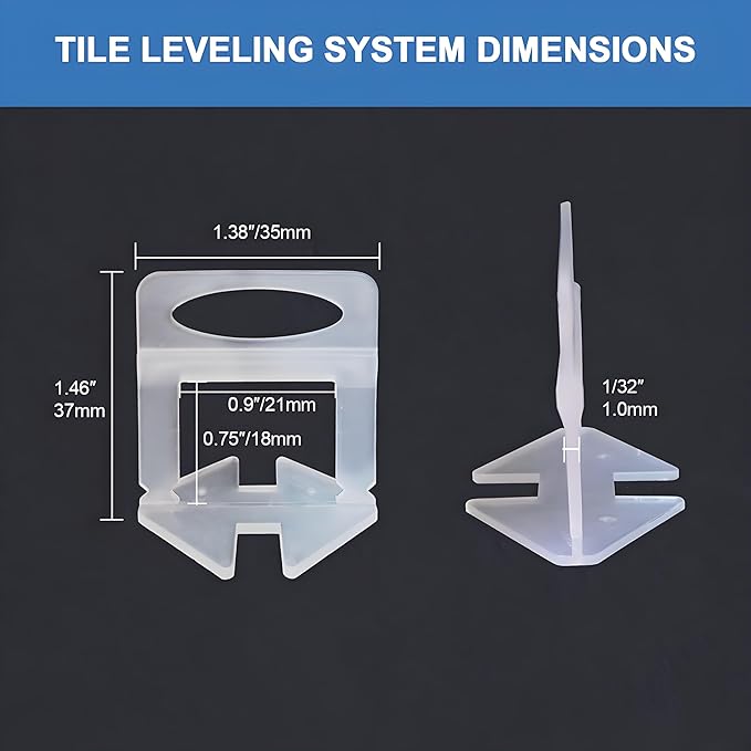 Tile Leveling System Clips 1/32" 2000pcs Tile Spacers Clips DIY Tools Set for Professional Ceramic and Stone Installation