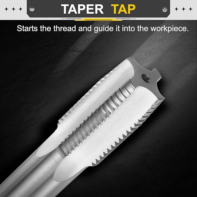 uxcell Hand Taper Tap 1"-10 BSF Thread Taper Style Taps Straight Flute Screw Tapping Threading Tool High Speed Steel HSS6542