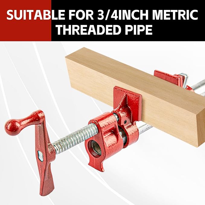COGNATIVE 3/4" 2-Pack Pipe Clamp for Woodworking Heavy Duty Cast Iron Quick Release Pipe Clamps For Woodworking Home Improvement Workshop and Construction Site