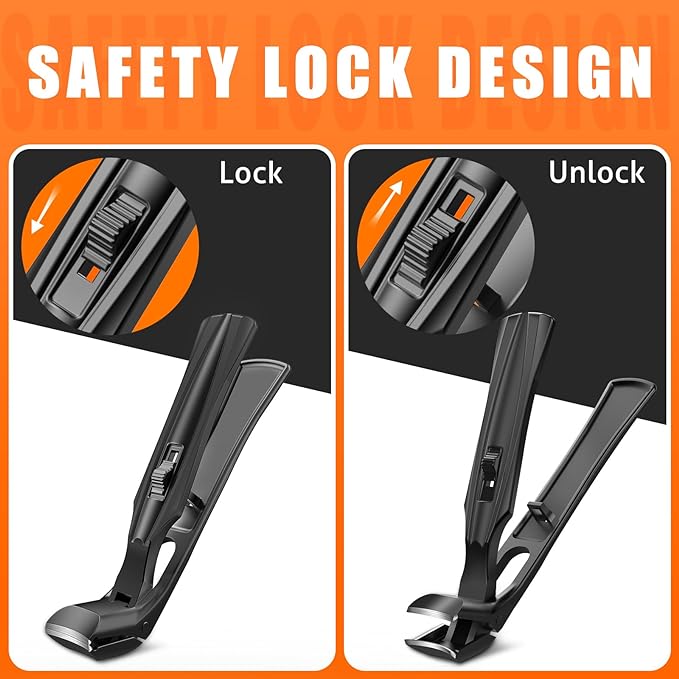 Toenail Clippers for Seniors Thick Toenails, Upgrade Angled Head Large Toe Nail Clippers for Men with Wide Jaw Opening, Sharp Heavy Duty Fingernail Clipper Cutter with Catcher Long Handle -Black