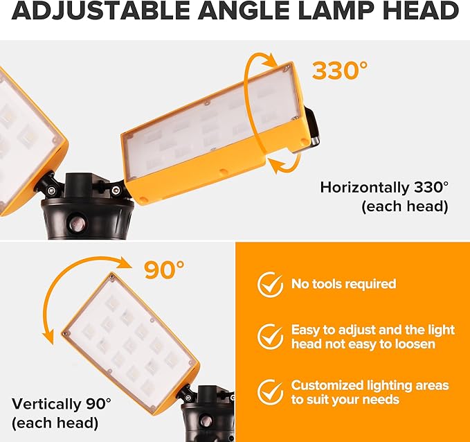 LUTEC ?륶pgraded??6290Pro 15000 Lumen 105 Watt Dual-Head LED Work Light with Telescoping Tripod, Work Light with Stand Rotating Waterproof Lamps and 8 Ft 3-Prong Power Cord