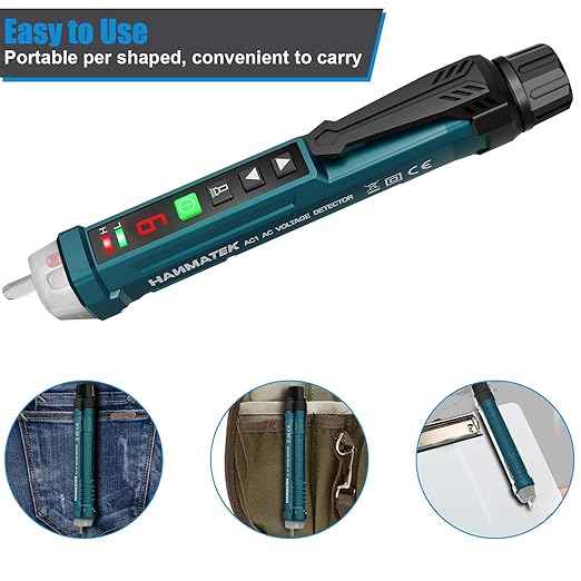 Non-Contact Voltage Tester with 9 Gear Adjustable Sensitivity Voltage Detector AC Circuit Tester Tool LCD Display LED Flashlight Buzzer Alarm Range12V-1000V & Live/Null Wire Judgment AC1