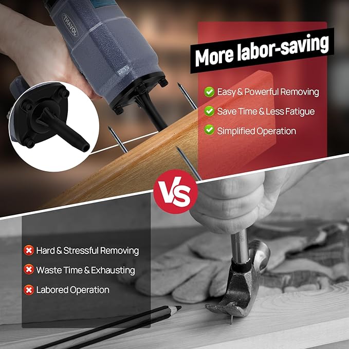Air Heavy Duty Professional Air Punch Nailer/Nail Remover/Nail Puller. Pneumatic Nailer Removes 10-20 Gauge Nails, Black