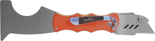 Zorr 2-Edge Knife ??Foldable Utility & Putty Knife Combo, Aluminum Handle with Safety Lock, Belt Clip & Interchangeable Blade, Painter?셲 All-in-One Tool, orange 5 and 1