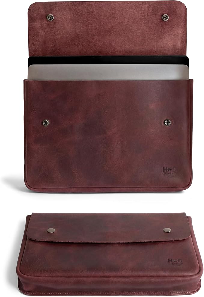 Hide & Drink, Vintage Folder Document Holder, File Case, A5 Binder, Envelope Portfolio, Full Grain Leather, Handmade, Sangria