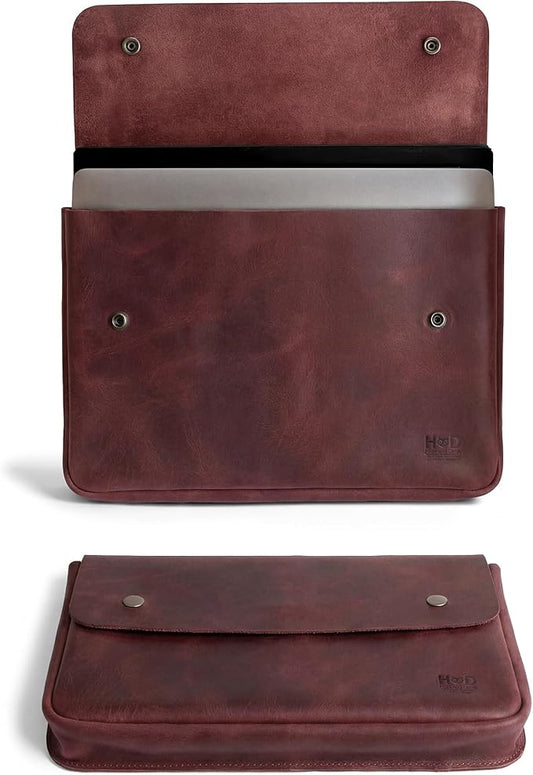 Hide & Drink, Vintage Folder Document Holder, File Case, A5 Binder, Envelope Portfolio, Full Grain Leather, Handmade, Sangria