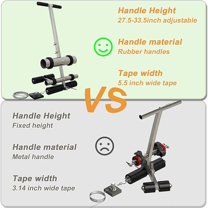 PreAsion Hand-Push Tape Marking Machine Manual Floor Tape Applicator with Rubber Roller for Lane & Court Marking Durable Tape Sticking Machine