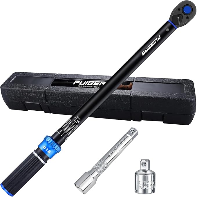 Torque wrench Set 1/2 drive,1/2 Torque Wrenches 10-170 FT.LB/13.6-230.5 Nm,짹3% Precision Wrench with 1/2'' to 3/8'' Socket Adapter, 5 Inch Extension Bar for Car and Moto Maintenance