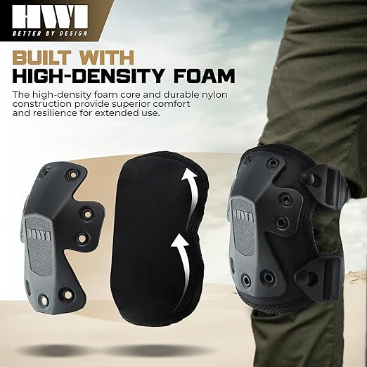 HWI Gear Next Generation Knee Pad for Protection: Combat, Mechanics, Construction, Hunting, Landscaping, Outdoor Survival, Heavy Duty Industrial Grade, Adjustable