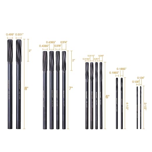 M2 High Speed Steel Premium Chucking Reamer Set, 14 pcs Over and Under Sizes 0.1240'' Thru 0.5010'', Spiral Flute, Enlarge, Smoothing and Finishing Holes