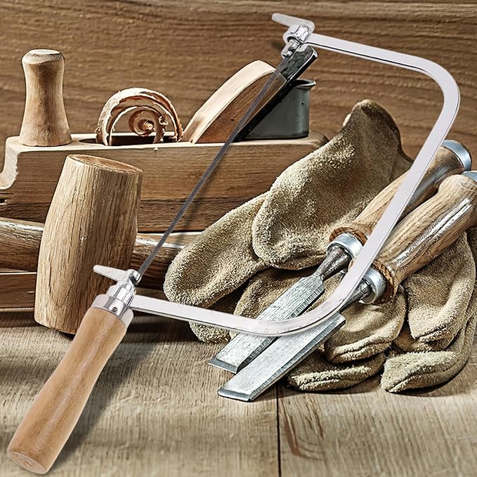 Gadpiparty Coping Saw, Wooden Handle Hand Saw Tool for Woodworking, Essential Hand for DIY Enthusiasts & Outdoor Use