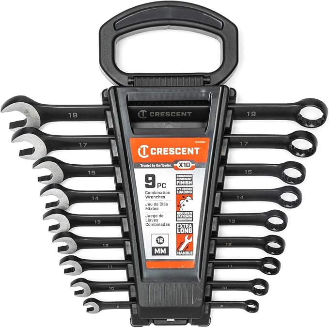 Crescent 9 Piece X10 12 Point Long Pattern Combination Metric Wrench Set - CCWS9BM