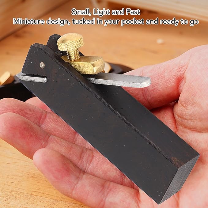 Wood Plane, 2.95x0.55in Small Hand Plane, Ebony Small Trimming Planer, Flat Bottom Hand Planing Tool for Carpenter Trimming, Chamfering, Planing, DIY Wood Cutting
