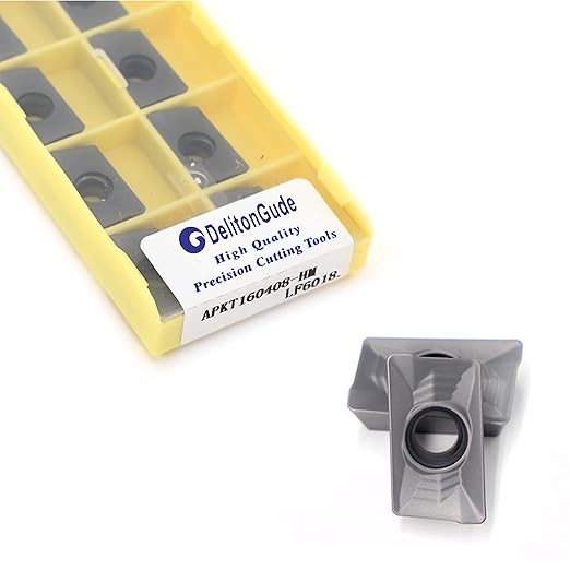10pcs APKT160408 CNC Lathe Indexable Solid Carbide Milling Turning Insert for The Finishing of Steel and Other Metal (APKT160408-HM LF6018)