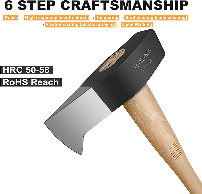 Splitting Maul- Wood Splitter Maul 6 1/2 lbs Head- Heavy Duty Wood Splitter Axe with 36" ergonomics Hickory Handle for Hardwood竊똂ampfires竊똅irewood(36inch Splitting Maul)