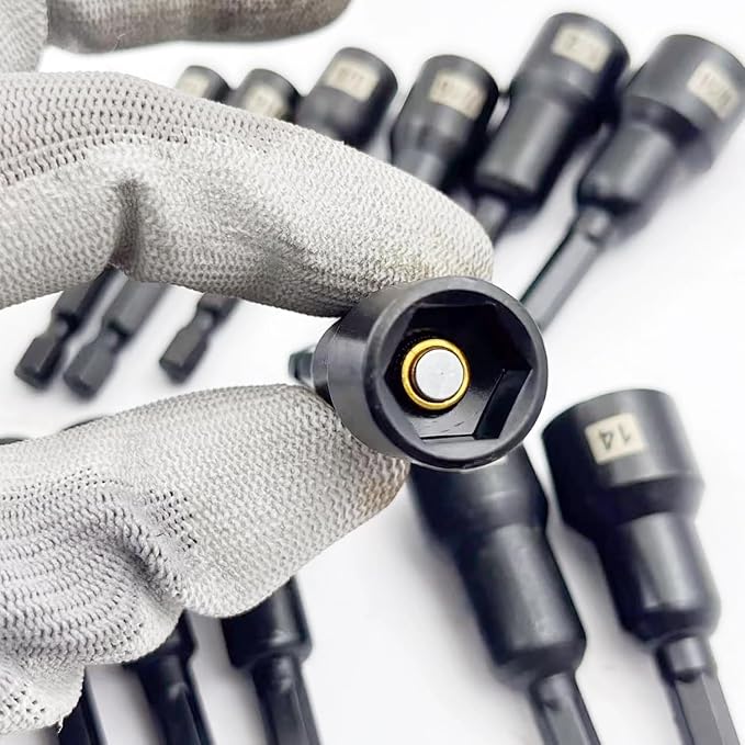 12-Pieces Magnetic Nut Driver Bit Set - 1/4 Inch Hex Quick-Change,Impact Hex Nut Driver Set, SAE & Metric