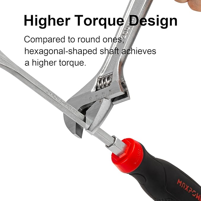MAXPOWER Strike Cap Go Through Screwdriver Slotted 0.3 x 5.9 Inches, Cr-V Steel Flat-Head Magnetic Tip, Ergonomic Soft Grip TPR Handle