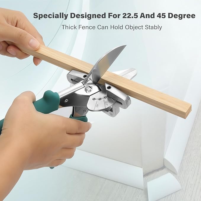 O?셎hine 22.5 Degree Miter Shears For Angular Cutting Molding Wood Crafting, Quarter Round Cutting Tool Shoe Molding Cutters, Multi Angle Miter Shear Cutter Trim Cutter Hand Tool, w/ 1pc Extra Blade