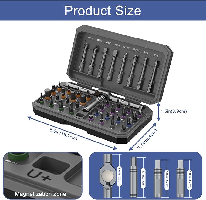 42 in 1 Magnetic Screwdriver Set, DIY Ratchet Screwdriver Set, Multi Bit Magnetic Drive Set with Detachable Ratchet Handle Portable Compact Repair Tool Kit for Furniture Computer Bicycle