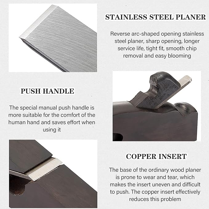 Woodworking Plane,6.1 × 3 ×1.5inches Hand Plane Planer,Planing Woodcraft Tool,65 Manganese Blade,Sharp And ,for Cutting, Polishing And Deburring Woodworking Surfaces