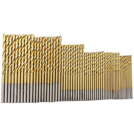 60PCS Mini Titanium Twist Drill Bit Set (3/64"-1/8"), HSS43 Fully Ground Micro Drill Bits for Wood, Metal,Plastic, Aluminum Alloy,Steels